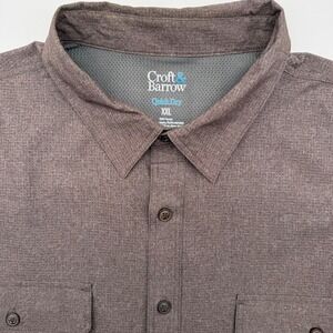 Croft & Barrow Quick Dry Shirt Mens XXL Brown Short Sleeve Button Up Hiking